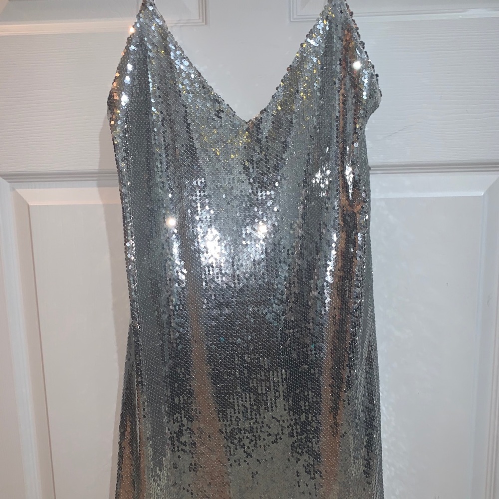 Silver Sequin Party Dress